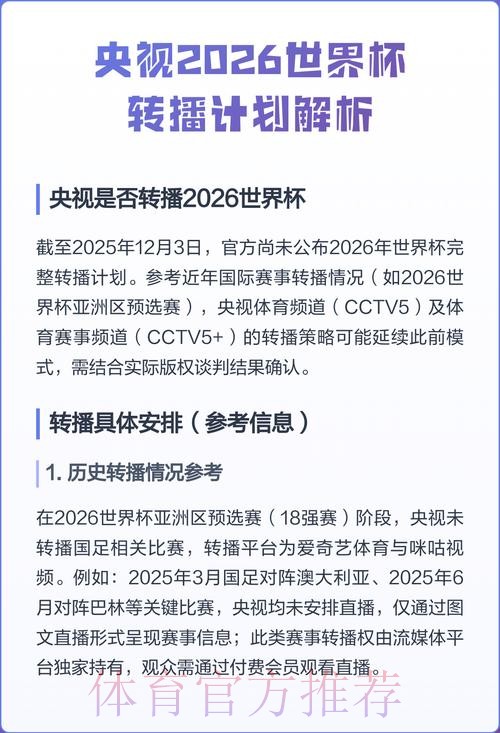 2026年世界杯直播频道揭秘 2026年世界杯直播频道揭秘
